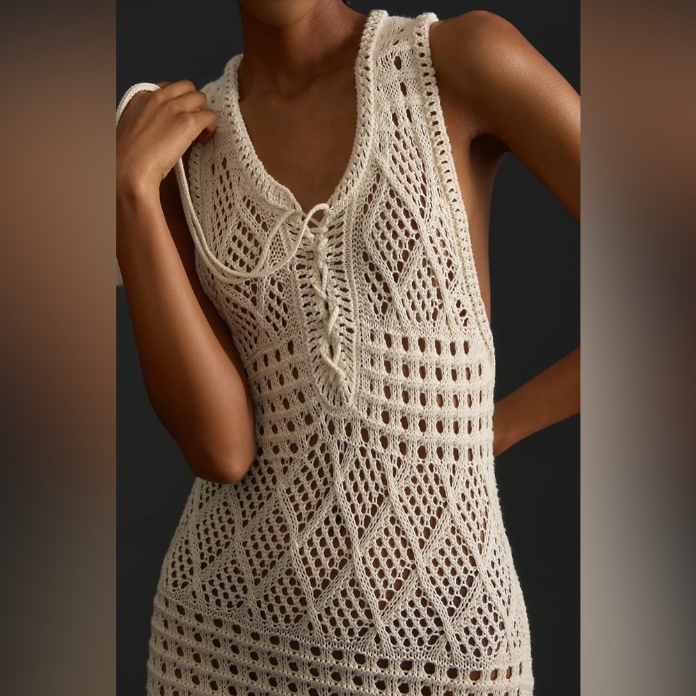 NWT Mother Anthropologie The Skinny Dip Crochet Cover Up Dress - Picture 2 of 8